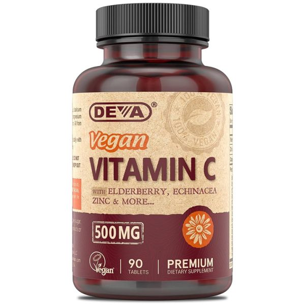 Deva Vegan Vitamin C - 500mg (with Elderberry, Echinacea & Zinc)